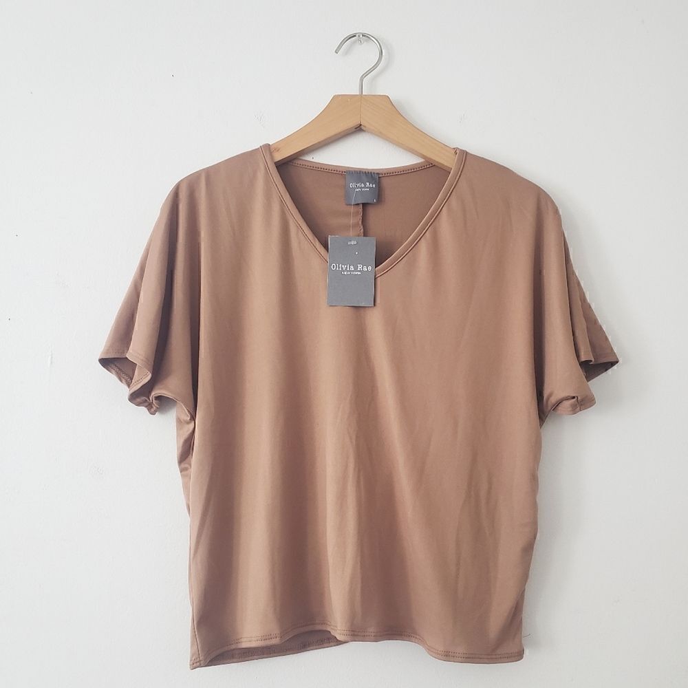 Olivia Rae Brown Dolman Tee S NWT